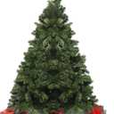 7ft Christmas Trees, Premium Hinged Artificial Christmas Tree Holiday Pine Trees with PVC Branch Tips Easy Assembly Metal Stand& Foldable Base Xmas Tree for Home, Office, Party Decoration.