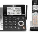 AT&T CL84207 DECT 6.0 2-Handset Corded/Cordless Phone for Home with Long Range, Answering Machine, Call Blocking, Caller ID Announcer, Intercom, and Line-power mode, Silver/Black