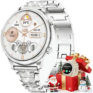 Hwagol Smart Watches for Women Android Phones iPhone Compatible(Bluetooth Call),1.39'' Round Fitness Tracker Heart Rate/SpO2/Sleep Monitor,100+Sport Modes Pedometer (Silver)