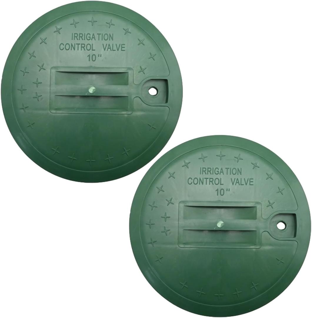 2 Pack 10 Universal Sprinkler Valve Round Box Lid, Green Sprinkler Valve Cover, Robust Valve Box Cover Lid for Outdoor Sprinkler Irrigation Control Water System Lawn