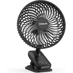 7'' Portable Clip on Fan, 10000mAh Rechargeable Battery Operated Table Fan, Max 40H Cooling,4 Speeds Auto Oscillating Desk Fan with Sturdy Clamp for Camping Outdoor Travel RV Home Office Hurricane