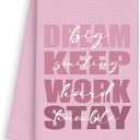 Pink Inspirational Kitchen Towels, Preppy Hand Towels Decor for Bathroom Girly Room, Dream Big Dish Towel, Posotive Tea Bar Waffle Towel for College Dorm Girls 16x24in
