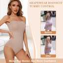 Strapless Bodysuit Shapewear for Women Tummy Control Sculpting Bodysuit Slimming Body Shaper Under Dress (Medium, Nude (Brief))