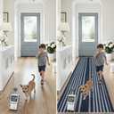 Beeiva Striped Blue Runners for Hallways, 2.5x8 Washable Bathroom Runner with Rubber Backed, Non Slip Soft Low Pile Indoor Floor Carpet for Kitchen Bedroom Porch High Traffic Areas