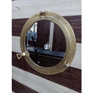 THOR INSTRUMENTS Vintage Style Antique Porthole Mirror Wall Hanging Nautical Porthole Mirror Window | Stylish Home & Wall Decor (12 Inches, Antique Brass) Rustic Vintage Home Decor Gifts