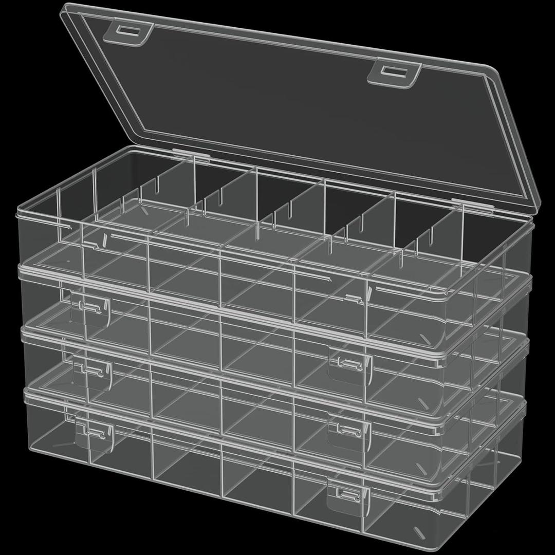 clear visible plastic storage box cosmetic tools storage box makeup tools fishing tackle accessory box organizer jewelry screws hardware accessories organizer box (4Pack)