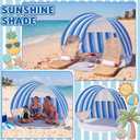 WILLBOND Pop up Beach Tent, Blue Stripe Easy Setup Sun Shelter Beach Shade for Kids & Adults, Portable Lightweight Waterproof Baby Canopy Cabana for Camping Outdoor Family Activities (4 People)