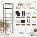 5 Tier Over The Fridge Shelf for Dorm Wheels 8 Hooks and 5 PVC Pads Black