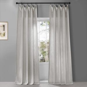 HPD HALF PRICE DRAPES Belgian Heavy Faux Linen Light Filtering Curtains for Bedroom 96 Inches Long (1 Panel) - Rod Pocket Window Curtains for Living Room Home Decor - 50 x 96, Off-White