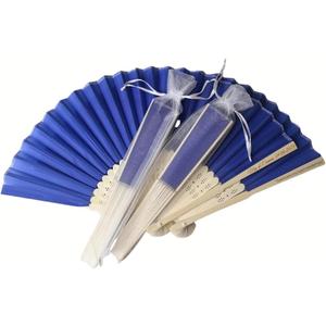 Personalized 50Pcs Folding Hand Fans for Wedding,Custom Engraved Silk Fans for Guests,Outdoor Wedding Decoration, Party Favor Bridal Dancing Props with Organza Bags (Royal Blue)