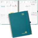 POPRUN Academic Planner 2025-2026 (July 2025-June 2026), Daily Weekly and Monthly Appointment Book (Wirebound Hard Cover - 10'' x 8'') with Hourly Time Slots, Tabs, 100 GSM - Pacific Green