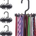 4 Pack Tie Rack Hanger Holder Hooks Organizer for Mens, 360 Degree Rotating Tie Racks, Black