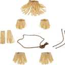 Nicky Bigs Novelties Adult Scarecrow Faux Straw Kit Cuffs Neck Arms Legs Rope Belt Clips on Hat 10 Piece Halloween Costume Accessory Set DYI Decoration