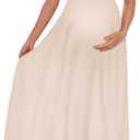Peauty Maternity Dress Maternity Maxi Dress Maternity Dress for Photoshoot Ruffles Short Sleeve Light Mocha XL