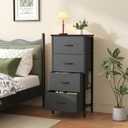 Sweetcrispy 4 Fabric Drawer Small Dresser, Bedside Nightstand with Wooden Top Sturdy Frame, Entryway Closet Bedroom Storage Cabinet Furniture for Dorm,Grey, 11.8"D x 17.7"W x 37.5"H