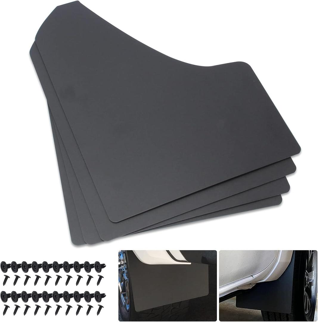SUNPIE Car Mud Flaps Universal Fit Black Splash Guards (4 Pack) with 20 Pieces 6mm Fastener Rivet Clips