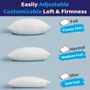 Ashena Adjustable Bed Pillows Queen Size Set of 2 - Cooling Bamboo Cover, Custom Loft Pillow for Sleeping - Bedding for Back, Stomach or Side Sleepers