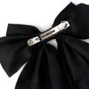 Canitor Hair Bows for Women Silky Satin Hair Ribbon Hair Barrettes Clip Oversized Long Tail Black White Hair Bows Cute Aesthetic Coquette Hair Accessories Preppy Teen Girl Gifts Trendy Stuff Things