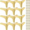 Chumia 12 Pieces 4 Inch Metal Triangle Furniture Legs Modern Style Dresser Sofa Feet DIY Replacement Legs for Chairs Table Cabinet Cupboard Sofa Couch Ottoman(Gold)