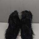 IXU Women's Faux Fur Boot Furry Fluffy Round Toe Suede Snow Winter Women Boots Comfy Plush Warm Short Outdoor Indoor Flat Shoes Mid-Calf Boots (9, Black)