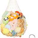 Stuffed Animal Storage Hammock Plushie Net 60-inch Stuffed Animal Net Corner for Kids' Wall Room Decor Hanging Toy Storage Plushie Net Organizer Holder Kids Baby Nursery Wall Bedroom Home Decor (L) (Beige-1 Layer)