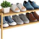 BMOSU 2-Tier Bamboo Shoe Rack Premium Stackable Shoe Shelf Storage Organizer for Hallway Closet Living Room Entryway Organizer(Natural)