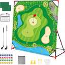 Golf Chipping Game with Stand - 54"x 54" Golf Target Backyard Game Set Includes 24 Sticky Balls, 2 Clubs, 2 Hitting Mats, Portable Golf Game for Chipping Practice for Dads Golfers