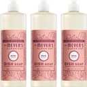 MRS. MEYER'S CLEAN DAY Liquid Dish Soap, Rose Scent, 16 Fl Oz Bottle - 3 Pack