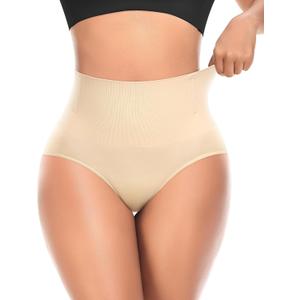 Tummy Control Shapewear Underwear for Women High Waisted Body Shaper Panties Slimming Girdle Shaping Briefs (Large, #A2 Mid Waist Beige(seamless))