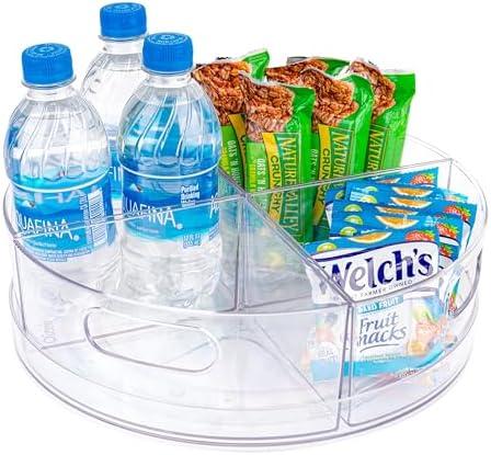 Oizeir Lazy Susan Turntable - Clear Acrylic, Removable Sections, Rotates 360 Degrees. Easily Organize Your Fridge, Cabinet or Counter. Great Carousel Storage for Food, Spices, Cosmetics. (4-Sections)