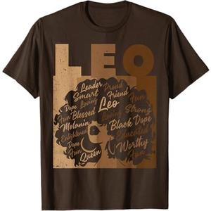 Leo Girl African American Women Melanin Birthday T-Shirt (Small, Brown)