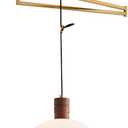 Adjustable Pendant Light Fixture, Industrial Swing Arm Hanging Light with Glass Shade, Dome Ceiling Pendant Light for Dining Room Living Room in Gold