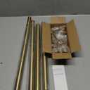 Modern Gold Curtain Rods for Windows 48 to 84 Inches Adjustable Length Heavy Duty 1" Diameter Brass Window Curtain Rod with Solid Metal Finials for Outdoor Farmhouse Bedroom Kitchen Living Room