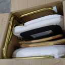 CangLong Modern Dining Chairs Set of 4 with Natural Mesh Rattan Backrest, Upholstered Fleece Seat Armless Accent Chairs with Metal Legs for Kitchen & Living Room, Cream