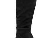 Coutgo Womens Knee High Boots Square Toe Chunky Block Heel Side Zipper Faux Suede Long Boots Fall Winter Shoes Size 7,5