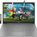 HP Chromebook 14" HD Laptop, Intel Celeron N4120, 4GB LPDDR4, 224GB Storage(64GB eMMC+160GB Docking Station Set), Intel UHD Graphics 600, Wi-Fi 5, 720p Camera, Fast Charge, Chrome OS, Gray
