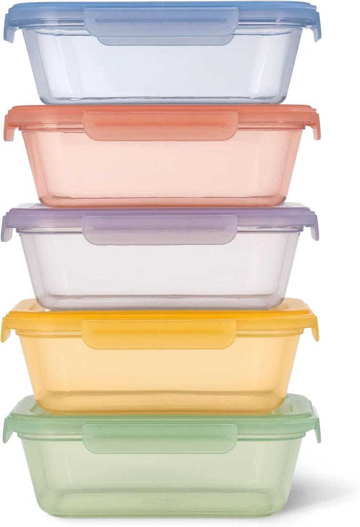 Ello Snap & Nest 10-Piece 4.5 Cup Plastic Meal Prep Set, Reusable Food Containers for Healthy Eating, Freezer, Dishwasher Safe, Desert Festival