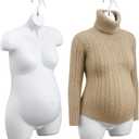 Tioncy 2 Pcs Female Maternity Form Pregnant Woman Mannequin Torso, Hollow Back with Wall Hook, 6-8 Months Pregnant Size Mannequin Props for Clothing Store Display Stand, White