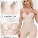 SHAPESHE Strapless Shapewear Bodysuit for Women Compression Tummy Control Seamless Shapewear Full Body Shaper Bodysuit (Beige, L)