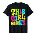 This Girl Glows Colorful Groovy for Kids Girls Women T-Shirt, M