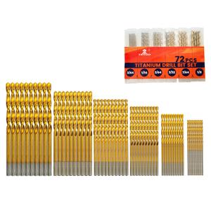 INTOO Mini Drill Bit Set 60 Pcs+12 Pcs Free High Speed Steel HSS Titanium Micro Drill Bits 3/64"-1/8" Metal,Plastic,Wood, Small Drill Bit