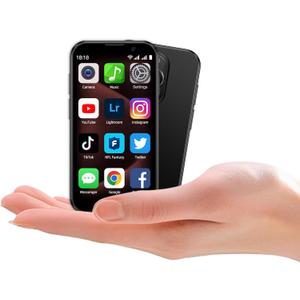 Mini phone Unlocked Mini Smartphone for kids with 3.0" HD Touch Screen World's Smallest Cell Phone Quad Core Dual Sim Card Face ID Android Compact Small Mobile Phones for Student Pocket 2GB+16GB Black