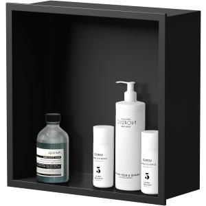 304 Stainless Steel Recessed Black Shower Niche Single Shelf 12x12 Inch Wall-Inserted, Waterproof Rustproof Bathroom Shower Niche Insert No Tile Needed, for Shower & Bathroom Storage