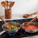 Wooden Cooking Utensil Set of 9  Natural Mango Wood Kitchen Tools with Holder & Spoon Rest | Nonstick Safe, Heat-Resistant, Eco-Friendly Wooden Spoons & Spatulas for Cooking & Serving