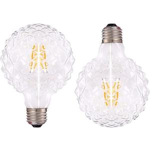 E26 4W Vintage Led Filament Bulb G95 Pineapple Shaped Lights G30 Edison Decoration Bulb for Indoor Lighting Ceiling Fan Lawn Patio Yard Warm White 2700K AC110V Not Dimmable Clear Glass Pack of 2
