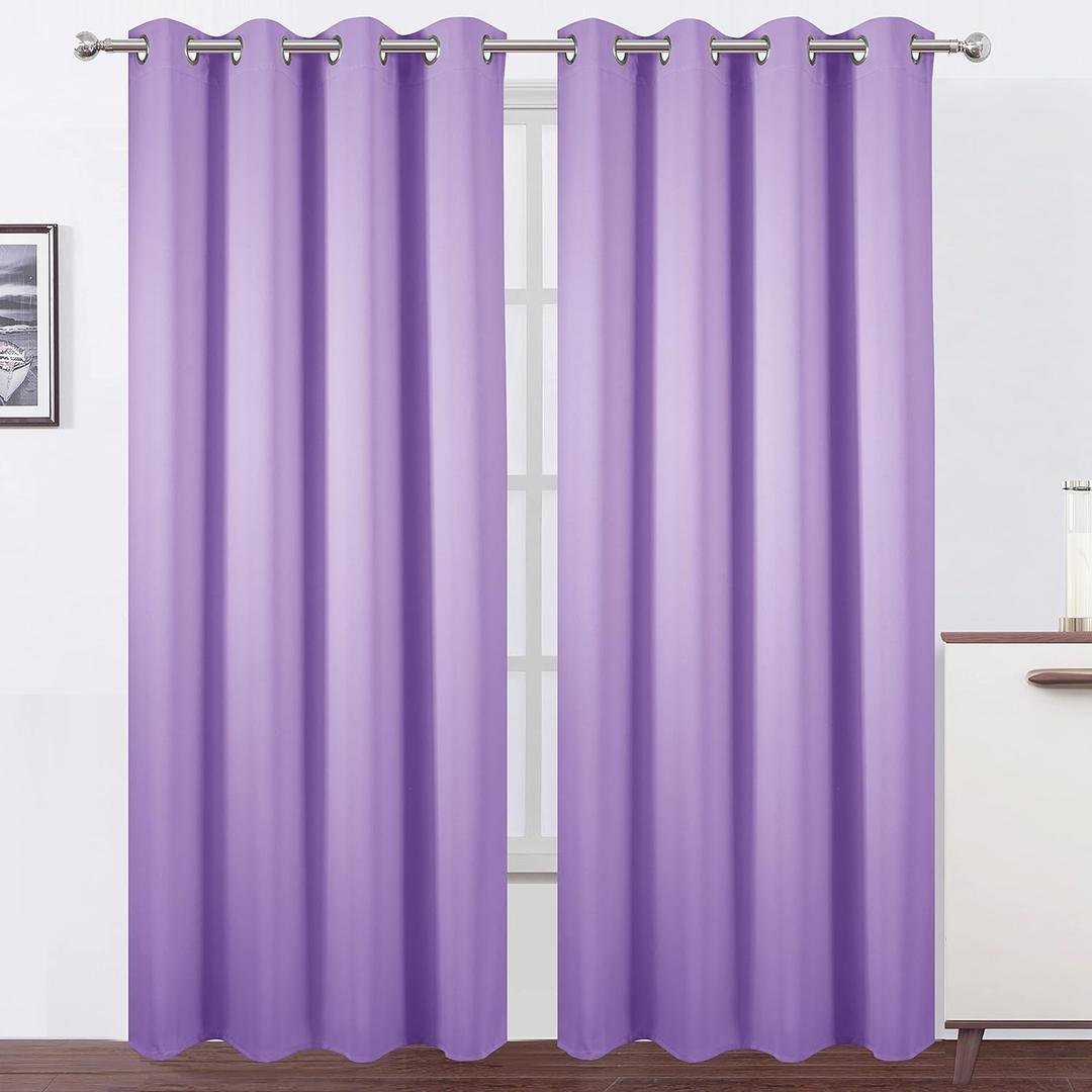 LEMOMO Lilac Blackout Curtains 52 x 84 inch/Lavender Curtains Set of 2 Panels/Thermal Insulated Room Darkening Bedroom Curtains, Lavender