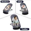 Portable Baby Bouncer Seat for Infants, 0-18 Months, 3 Modes of Use with Rocker & Stationary Options, Ergonomic Infant Chair with Hanging Toys Grey