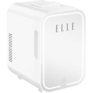ELLE 8L Mini Cooler Fridge with LED Makeup Mirror for Skincare & Cosmetic Storage Cooler & Warmer Removable Shelf Carrying Handle AC DC Power Options Small Refrigerator for Bedroom Car Office White