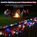 2PC 4th of July Red White Blue Lights Star and Pom-Pom Design 9.8ft 20 LED Star Fairy Patriotic Lights for fourth of july Independence Day Decorations Battery Operated for President Memorial Day Decor