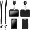 4Pack Badge Holders with Retractable 2Pcs Round &Oval Reels&Lanyards